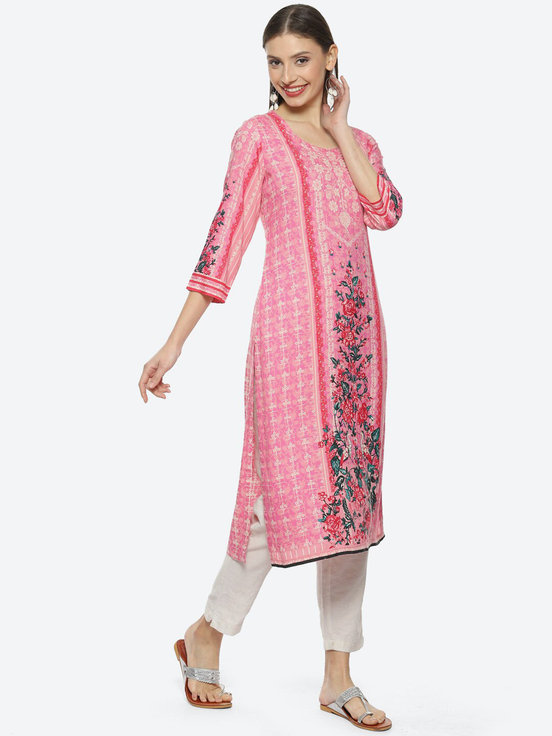 Biba Women Floral Printed Straight Kurta - Swadesiicart