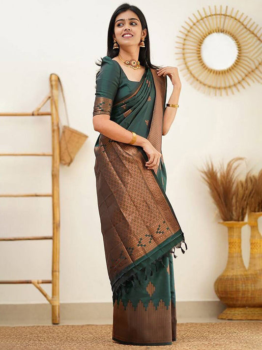 Kalini Woven Design Ethnic Motifs Zari Banarasi Saree | Swadesiicart