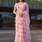 Tikhi Imli Floral Mirror Work Organza Saree | Swadesiicart