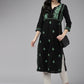 ADA Ethnic Motifs Embroidered Chikankari Cotton Straight Kurta