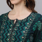 Ishin Women Navy Blue Printed Kurta with Skirt | Swadesiicart