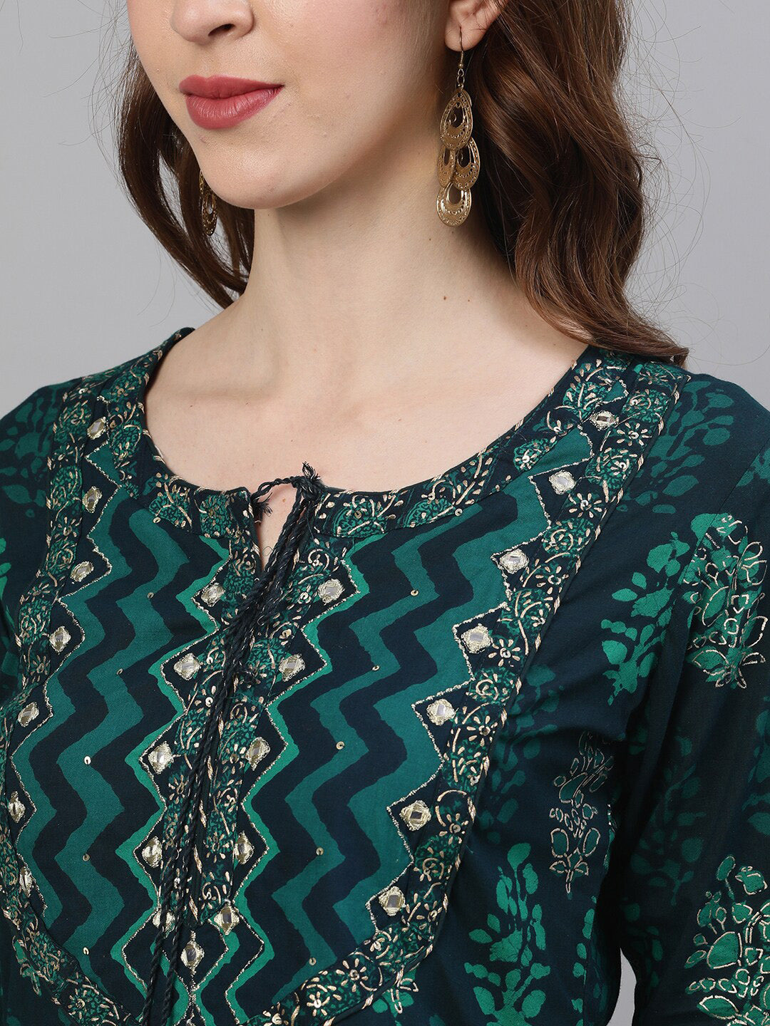 Ishin Women Navy Blue Printed Kurta with Skirt | Swadesiicart