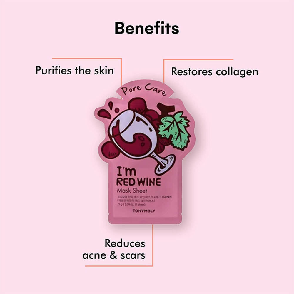 Tonymoly I'M Red Wine Mask Sheet - Korean Skincare - Swadesiicart