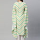 Ahalyaa Women Green Crepe Digital Printed Flared Sleeve Kaftan Kurta | Swadesiicart