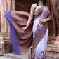 Joban Fashion Shade Of Orchid Crepe Chiffon Pure Handloom Banarasi Silk Saree | Swadesiicart