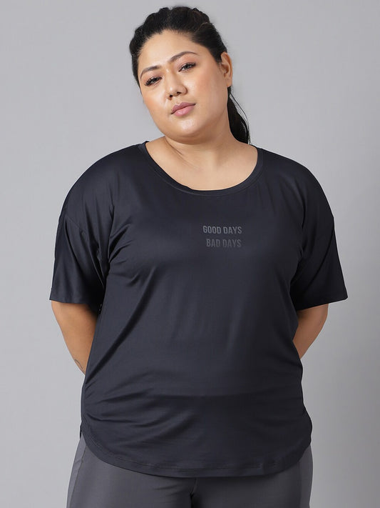 MKH Plus Size Typography Printed Dri-FIT Sports T-Shirt - Swadesiicart