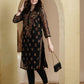 ADA Women Black Embroidered Regular Chikankari Kurta with Trousers | Swadesiicart