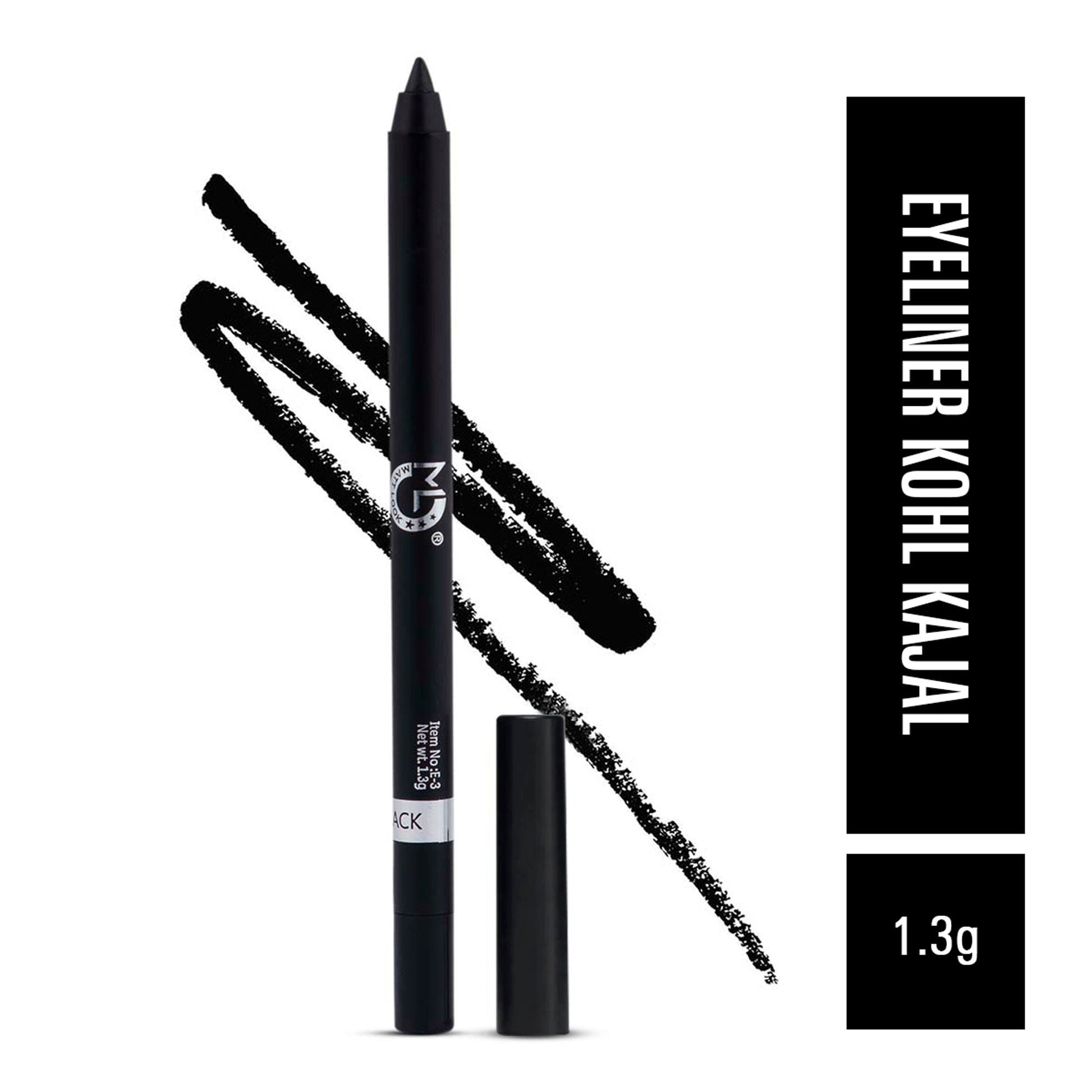 Matt Look Single Stroke Super Glide 24 Hours Water Proof Smudge Proof Eyeliner Kohl Kajal - Jet Black - Swadesiicart