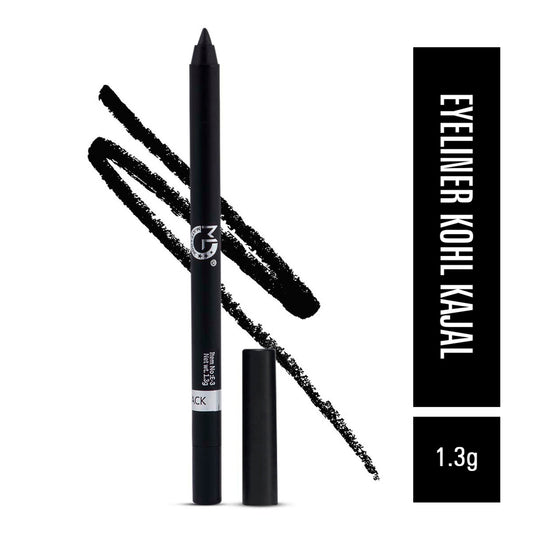 Matt Look Single Stroke Super Glide 24 Hours Water Proof Smudge Proof Eyeliner Kohl Kajal - Jet Black - Swadesiicart