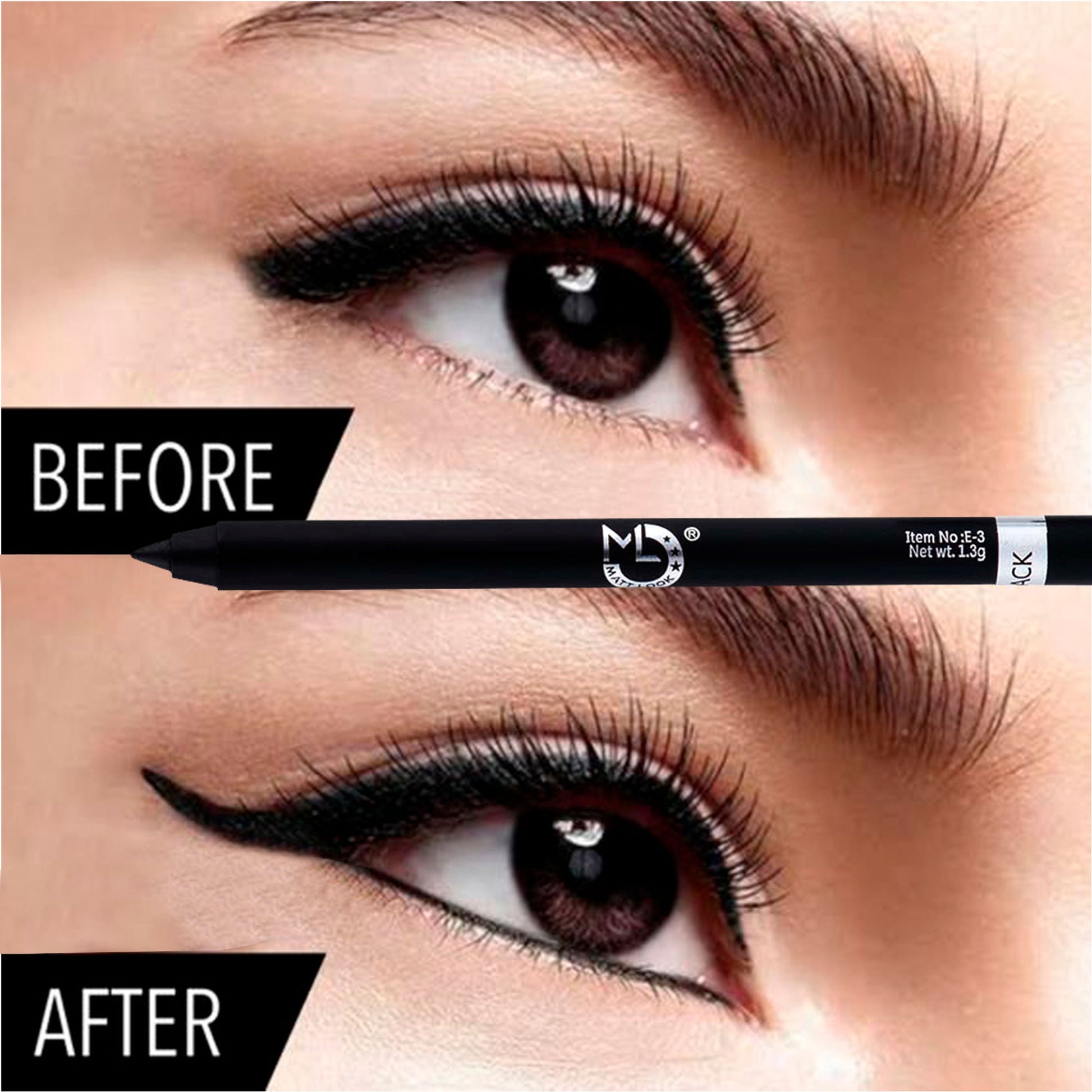 Matt Look Single Stroke Super Glide 24 Hours Water Proof Smudge Proof Eyeliner Kohl Kajal - Jet Black - Swadesiicart