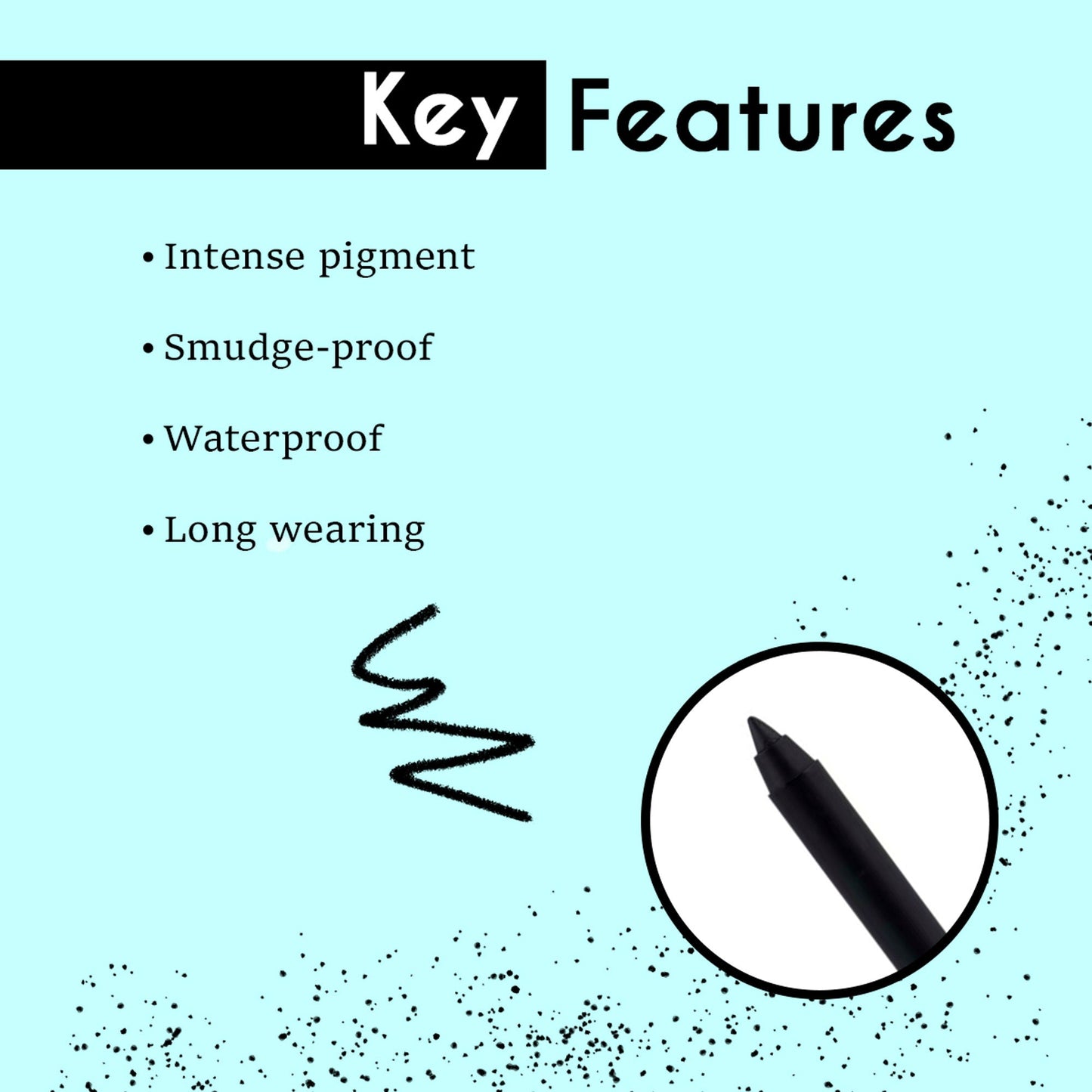 Matt Look Single Stroke Super Glide 24 Hours Water Proof Smudge Proof Eyeliner Kohl Kajal - Jet Black - Swadesiicart