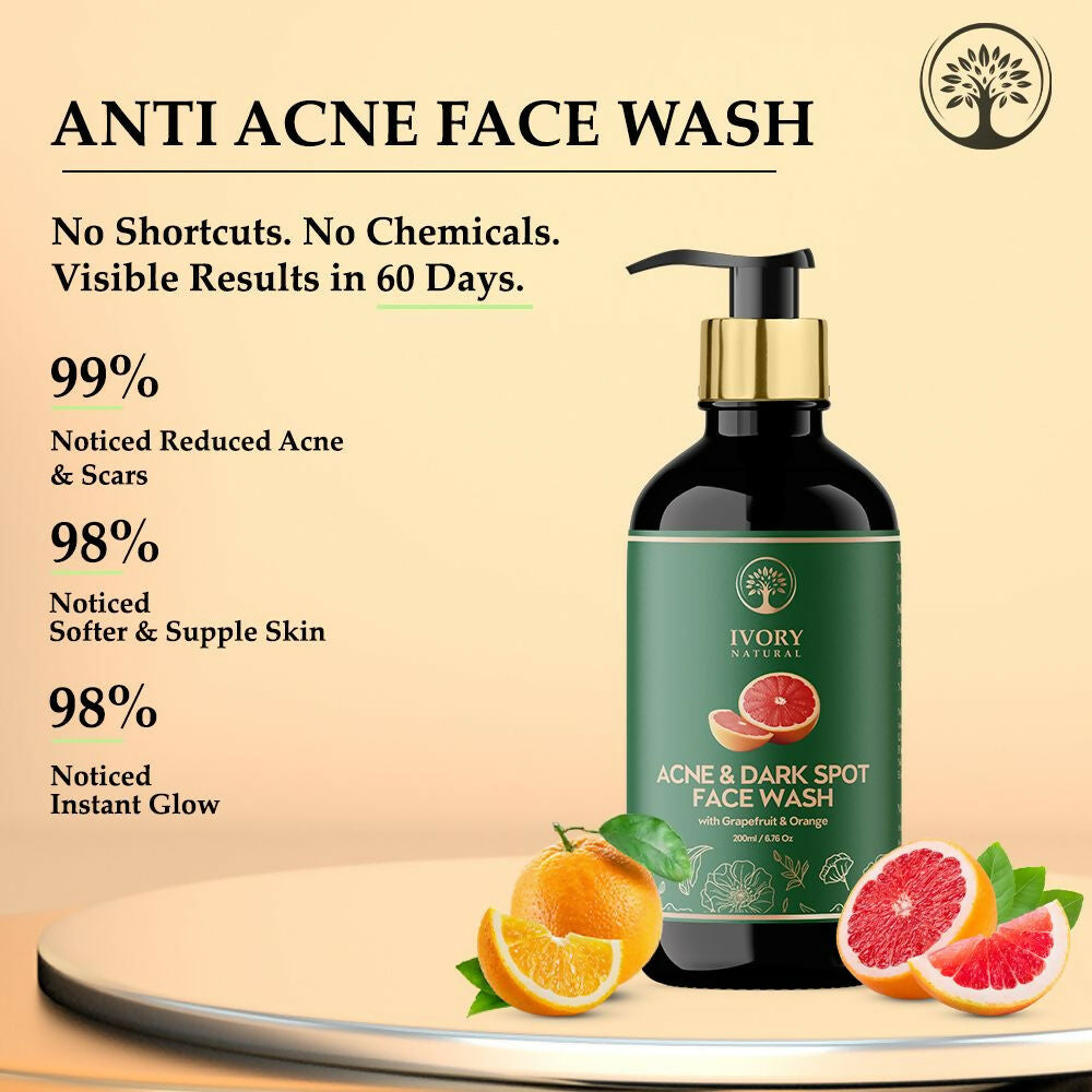 Ivory Natural Acne & Dark Spot Face Wash For Moisturize, Replenish, And Promote Skin Clarity | Swadesiicart