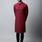 Even Apparels Maroon Color Linen Pure Cotton Men's Kurta With Side Placket (SLD1182) | Swadesiicart