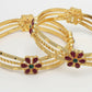 NVR Women's Set of 2 Gold-Polished Artificial Stones Handcrafted Traditional Bangles - Swadesiicart
