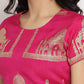 Ahalyaa Women's Pink Poly Silk Gold Foil Print Top With Skirt | Swadesiicart