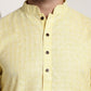 Sojanya Men Yellow Dobby Self-Checked Straight Kurta | Swadesiicart