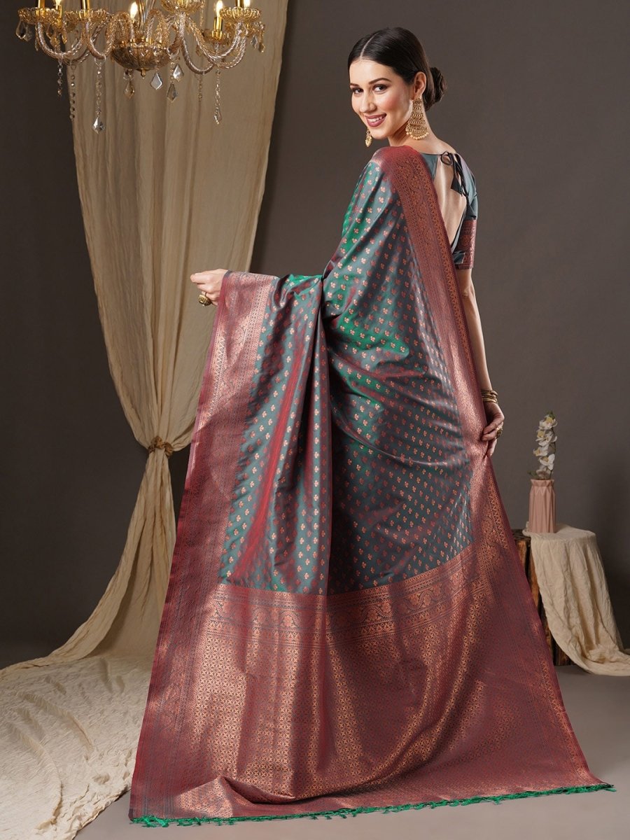 Anouk Floral Zari Banarasi Saree | Swadesiicart