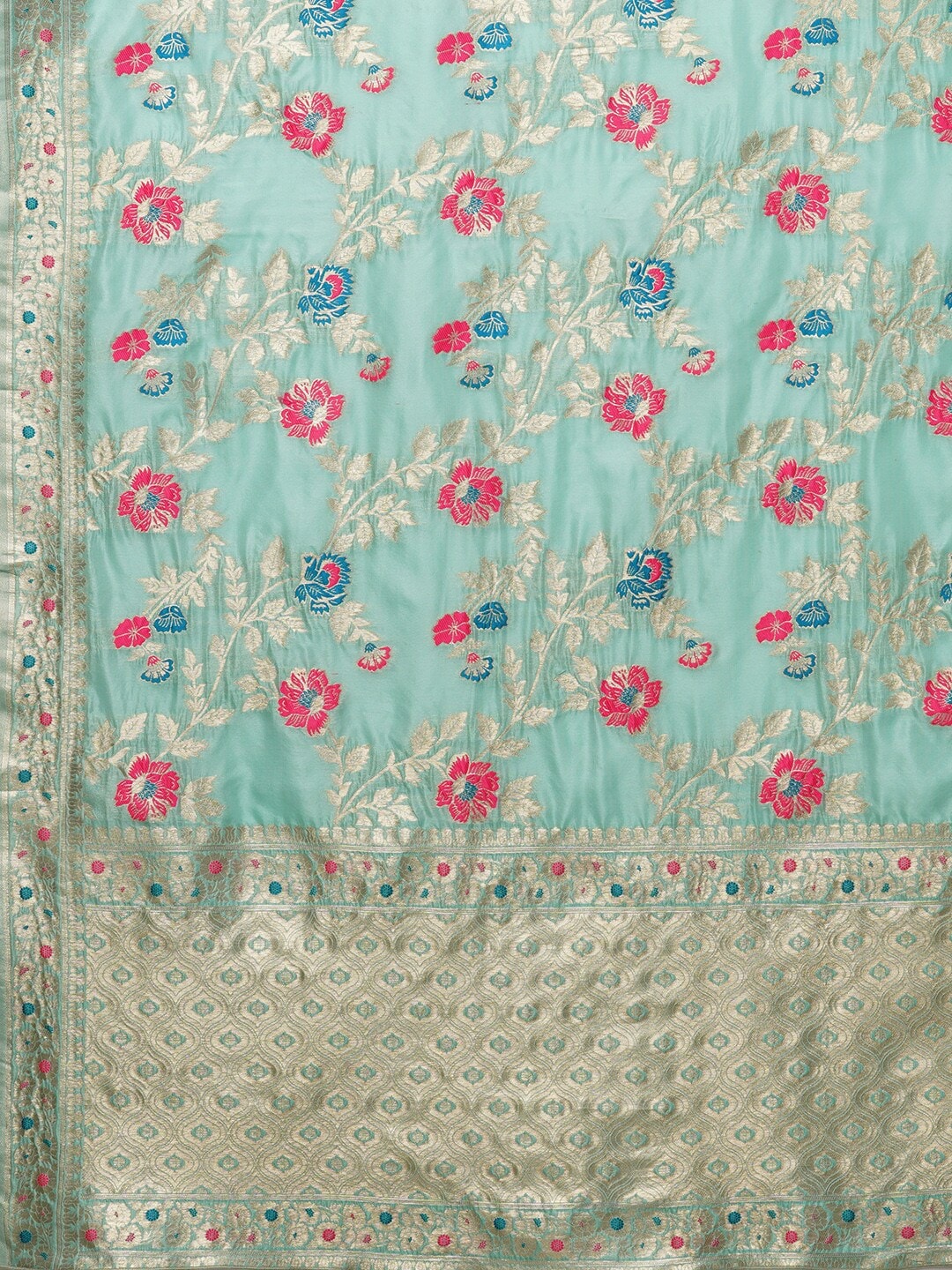 Mitera Floral Organza Banarasi Zari Saree With Blouse Piece | Swadesiicart