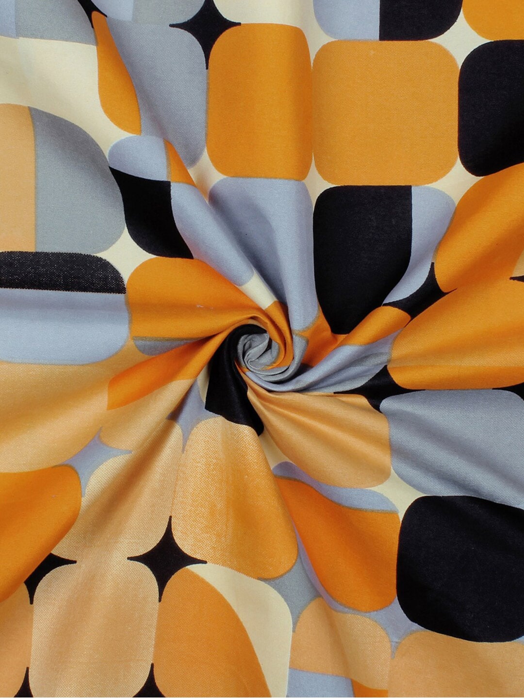 Story@home Orange & White Geometric Microfiber 180 TC Bedsheet With Pillow Cover - Swadesiicart