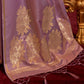 Mitera Purple & Gold-Toned Woven Design Pure Silk Banarasi Saree | Swadesiicart