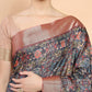 Soch Blue & Pink Floral Zari Silk Blend Ready to Wear Saree | Swadesiicart