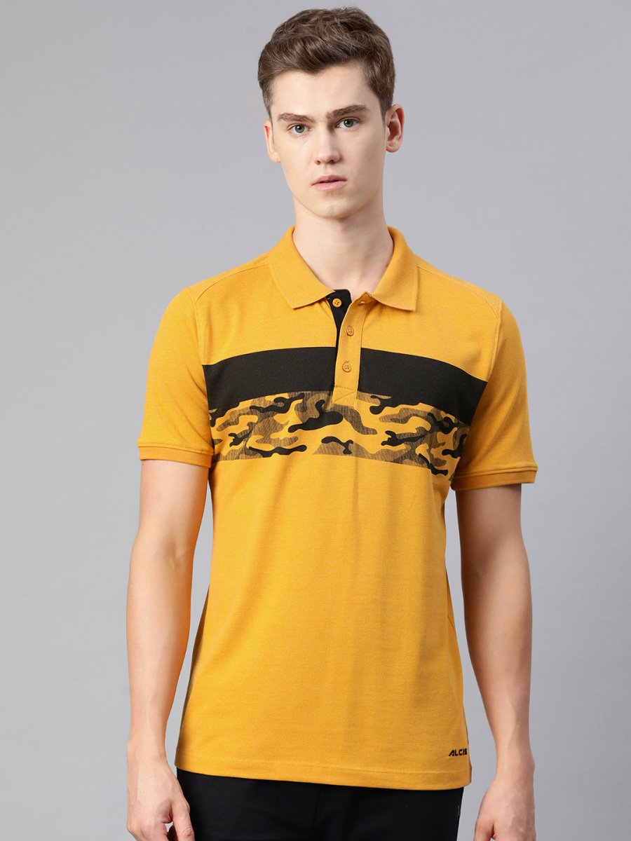 Alcis Men Abstract Printed Polo Collar T-shirt | Swadesiicart