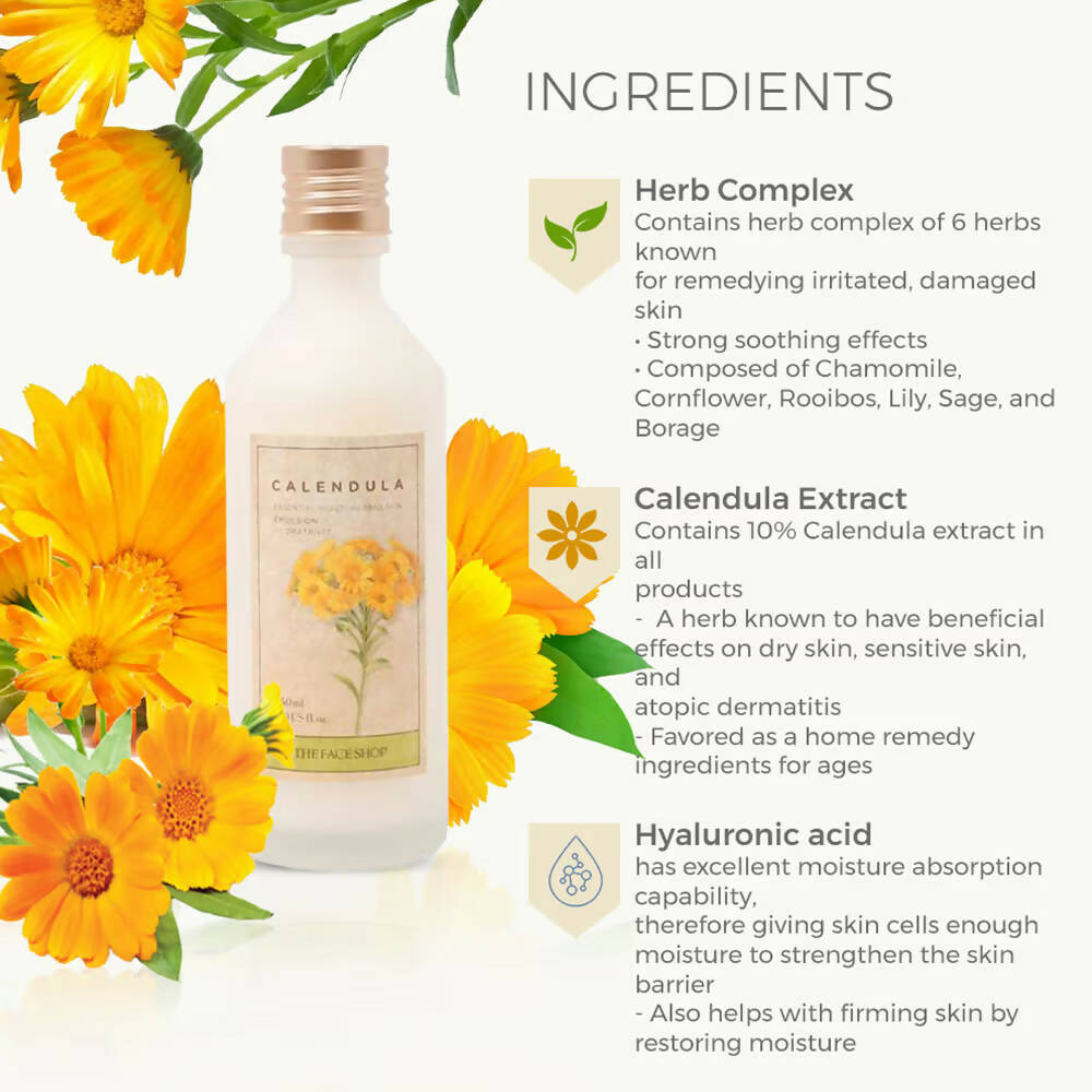The Face Shop Calendula Essential Moisture Emulsion - Korean Skincare | Swadesiicart