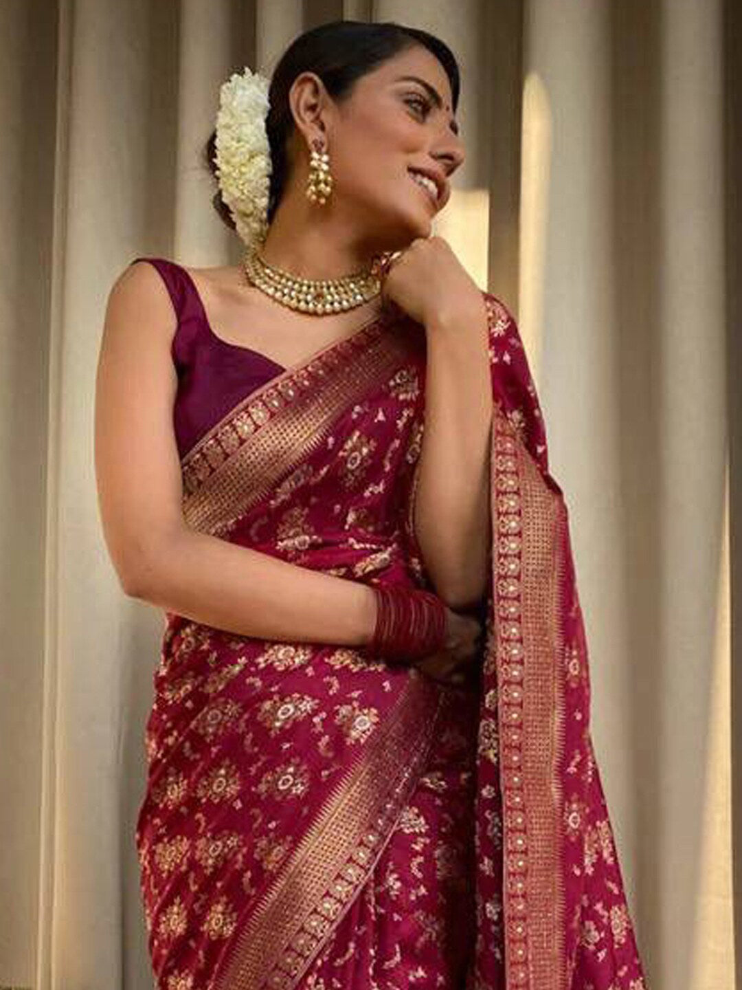 Kalini Woven Design Zari Banarasi Saree | Swadesiicart