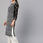 ADA Women Black & White Chikankari Hand Embroidered Semi-Sheer Straight Sustainable Handloom Kurta | Swadesiicart