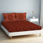 SPACES Aurum Red Ethnic Motifs Pure Cotton 140 TC Queen Bedsheet with 2 Pillow Covers - Swadesiicart