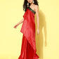 InWeave Women's Red Green Brocade Satin Oneshoulder Kurta Set - Swadesiicart