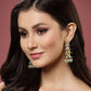 New Partywear Light Green Raja Rani Meenakari Drop Earrings for Womens by House of Ree | Swadesiicart