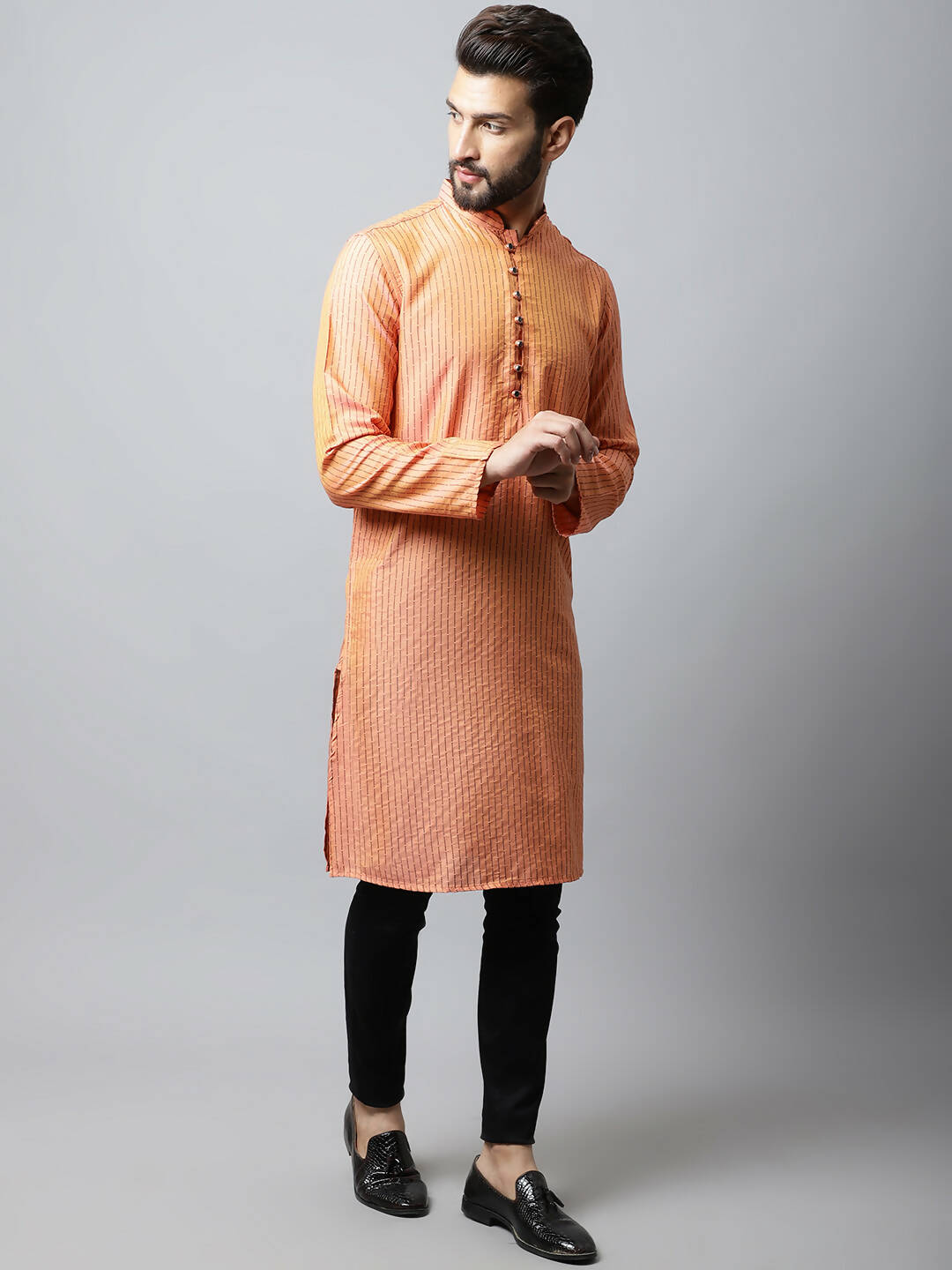 Even Apparels Red Color Pure Cotton Men's Kurta With Side Placket (STR1199) | Swadesiicart