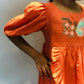 ArthLife Orange Butterfly Embroidered Dress