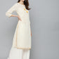 HERE&NOW Women Off-White & Mustard Yellow Geometric Printed Straight Kurta - Swadesiicart