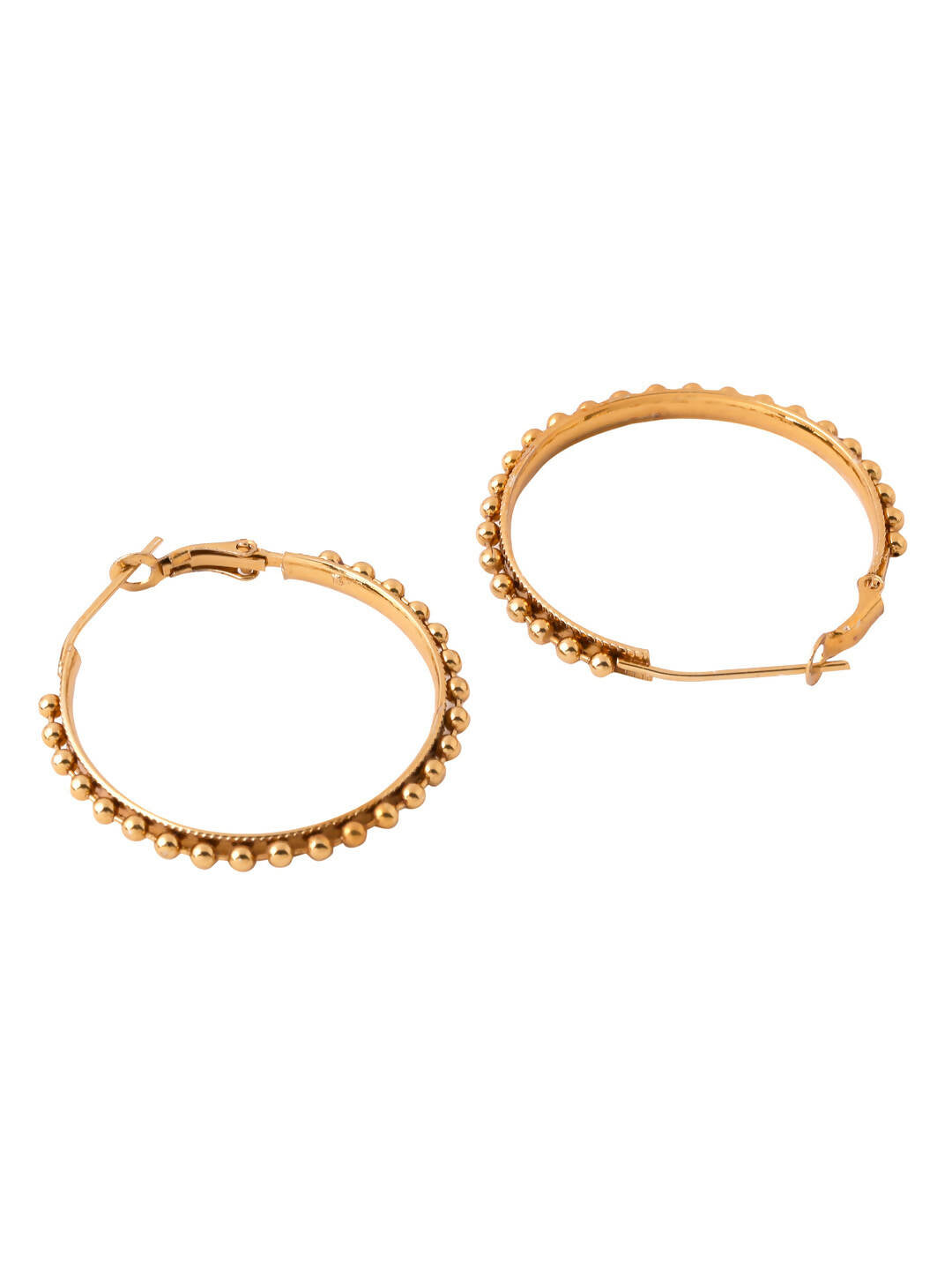 NVR Women Gold Toned Beaded Circular Earrings | Swadesiicart