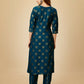 Jyoti Fashion Women's Navy Blue Viscose Rayon Embroidered Kurta Pant Set | Swadesiicart