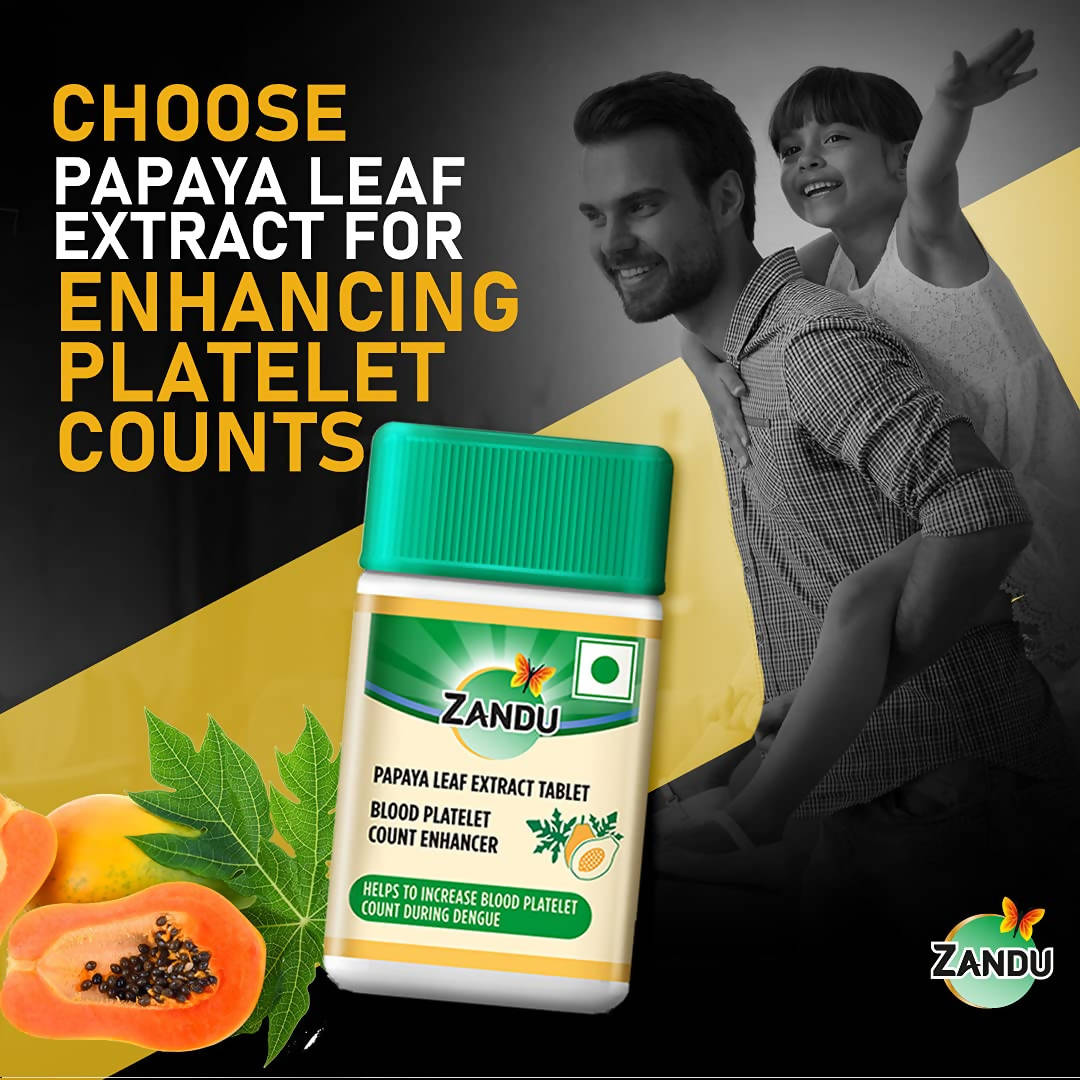 Zandu Papaya Leaf Extract Tablets | Swadesiicart