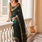 Tikhi Imli Green & Gold-Toned Polycotton Zari Ready to Wear Saree | Swadesiicart
