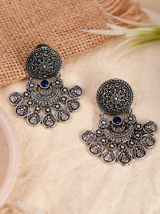 Shoshaa Silver-Toned Classic Chandbalis Earrings | Swadesiicart