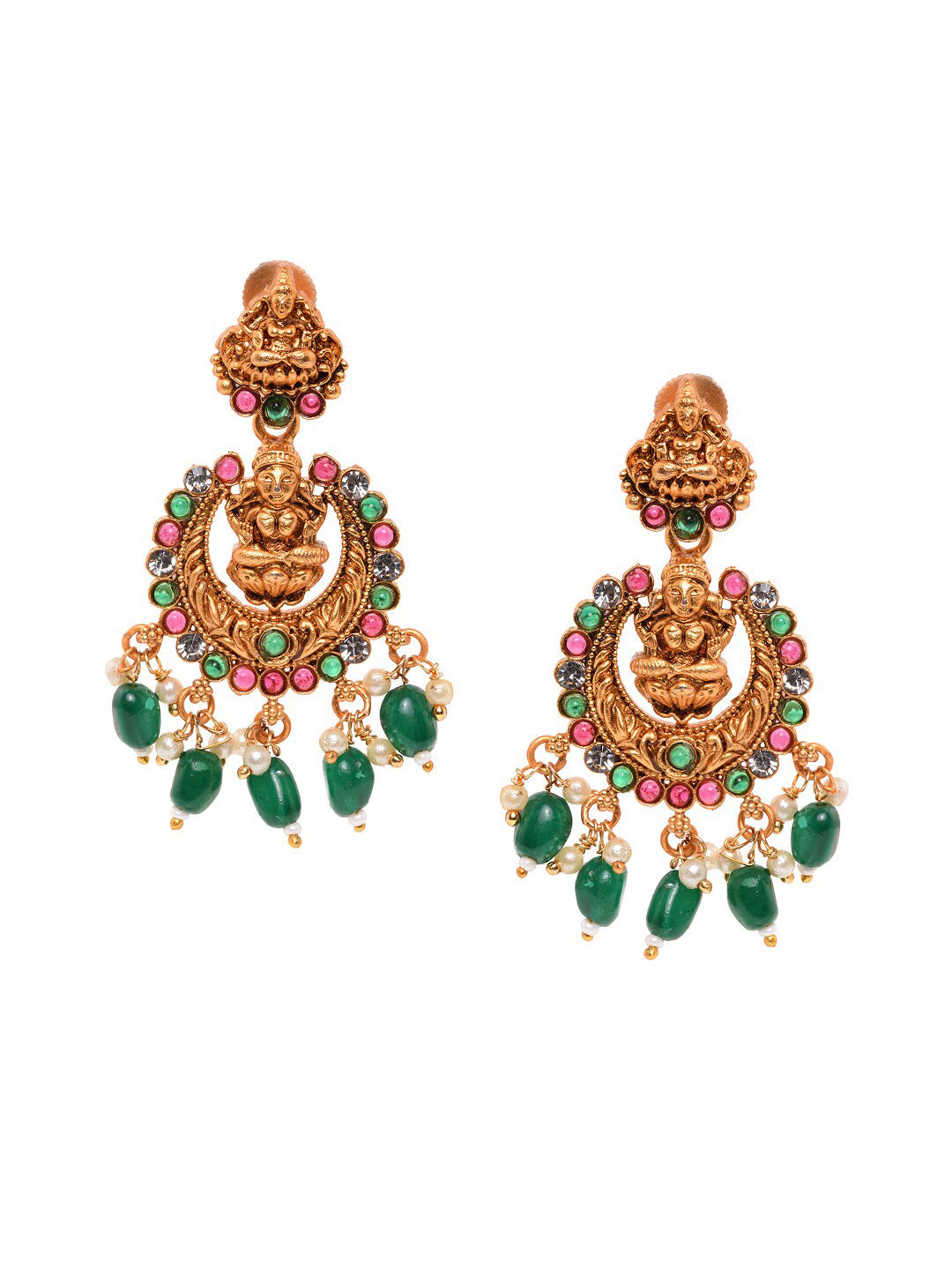Saraf RS Jewellery Gold-Polished Stone-Studded Jewellery Set - Swadesiicart