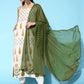 Ahalyaa Women's White Colour Pure Cotton Pigment Printed Kurta Pant Set With Dupatta | Swadesiicart