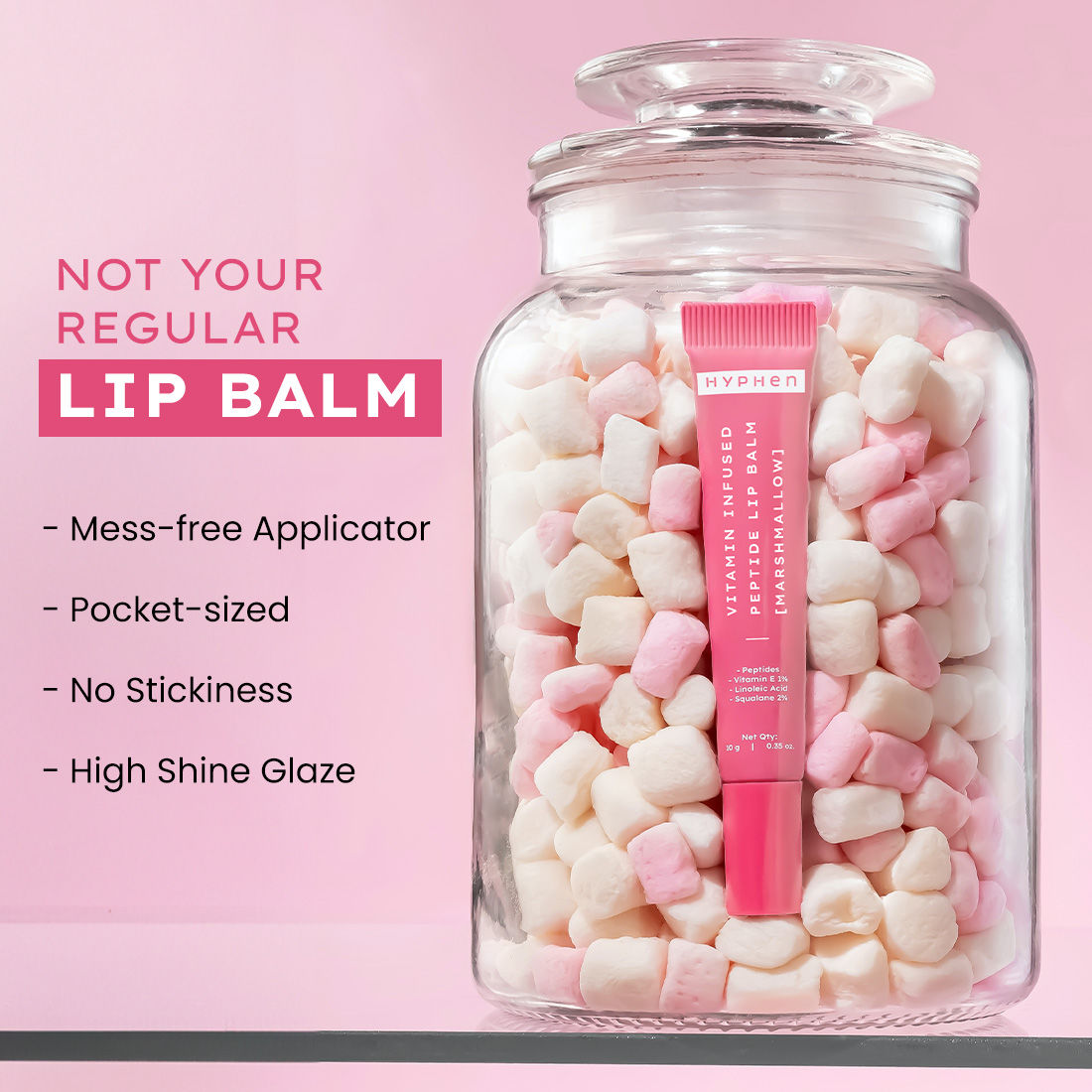 Hyphen By Kriti Sanon Marshmallow Vitamin Infused Peptide Lip Balm, Hydrate & Moisturize, Smoothen Lips & Repair Moisture Barrier | Swadesiicart