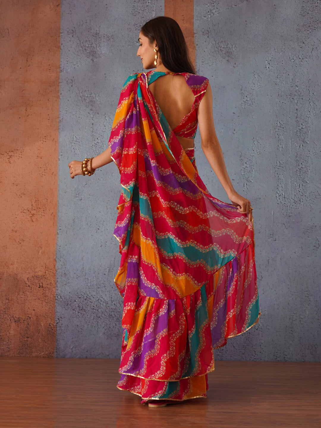 Tikhi Imli Leheriya Gotta Patti Saree | Swadesiicart