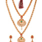 Saraf RS Jewellery Gold-Polished South Indian Imitation Bridal Temple Jewellery Set - Swadesiicart