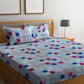BOMBAY DYEING Marigold Blue Geometric Cotton 104 TC King Bedsheet With 2 Pillow Covers - Swadesiicart