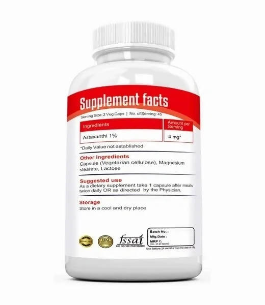 Ramini Bio Nutrition Astaxanthin 4mg Veg Capsules - Swadesiicart
