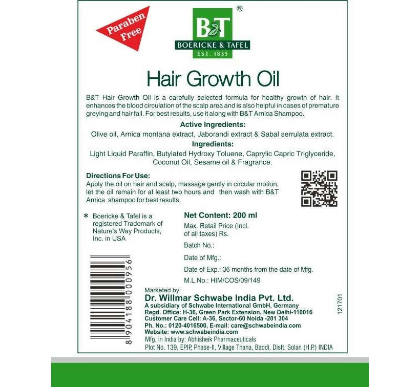 Boericke & Tafel Hair Growth Oil - Swadesiicart