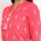 HERE&NOW Pink Mandarin Collar Ethnic Motifs Printed Pure Cotton Kurta - Swadesiicart
