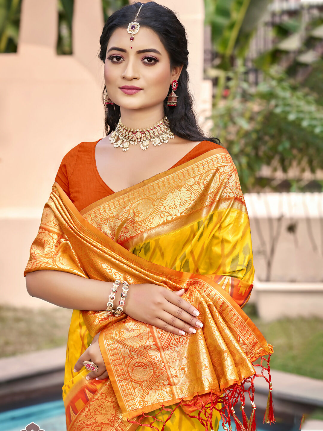 Shree Shyam Fashion Yellow Pochampally Silk Saree